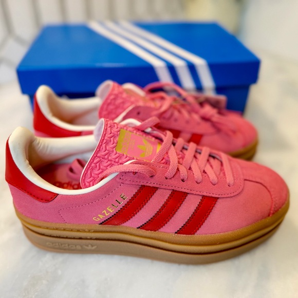 Adidas Gazelle Bold Rose Tone Better Scarlet Sneakers Size 5Y/6.5W - Picture 3 of 7